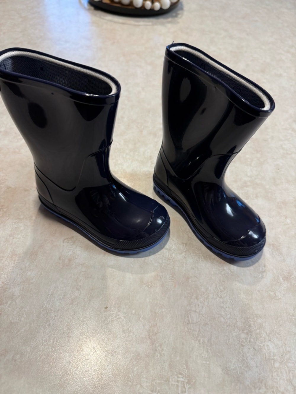 Glossy Navy Kids Rain Boots